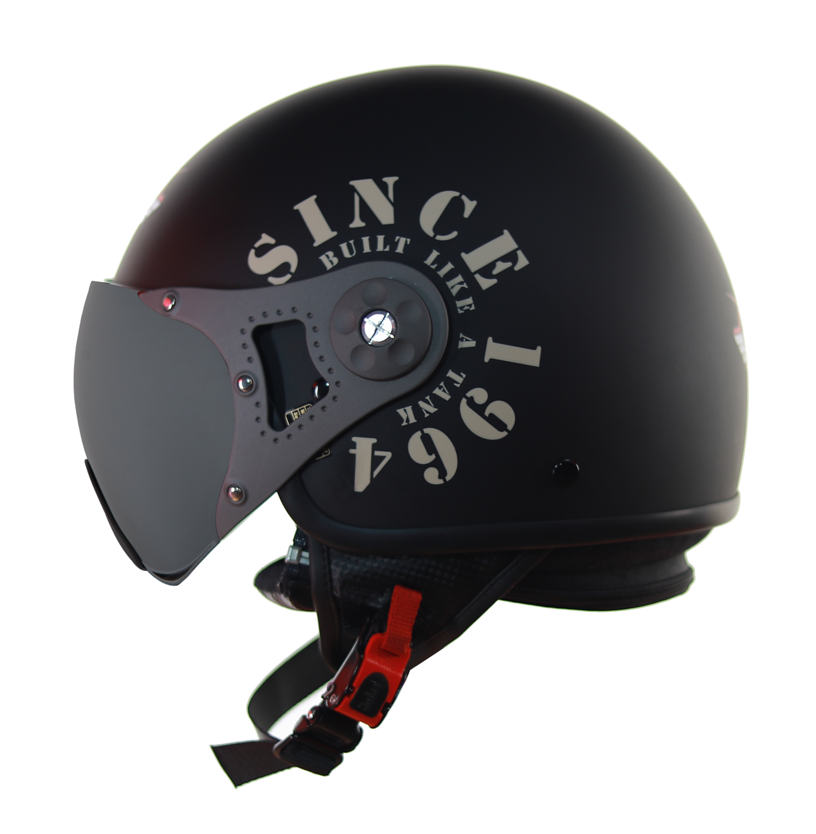 Steelbird SB-27 7Wings Tank Open Face Graphic Helmet (Matt Black Desert Storm With Chrome Silver Visor)